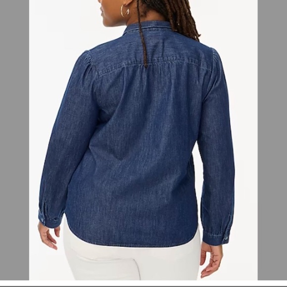 NWT, J. Crew Indigo Denim Blouse with Bow - Picture 2 of 9